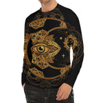 Bohemian Sun And Moon Print Men's Long Sleeve Rash Guard