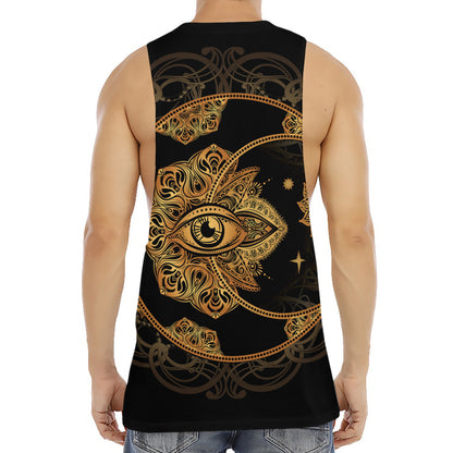 Bohemian Sun And Moon Print Men's Muscle Tank Top