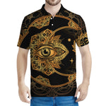 Bohemian Sun And Moon Print Men's Polo Shirt
