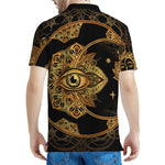 Bohemian Sun And Moon Print Men's Polo Shirt