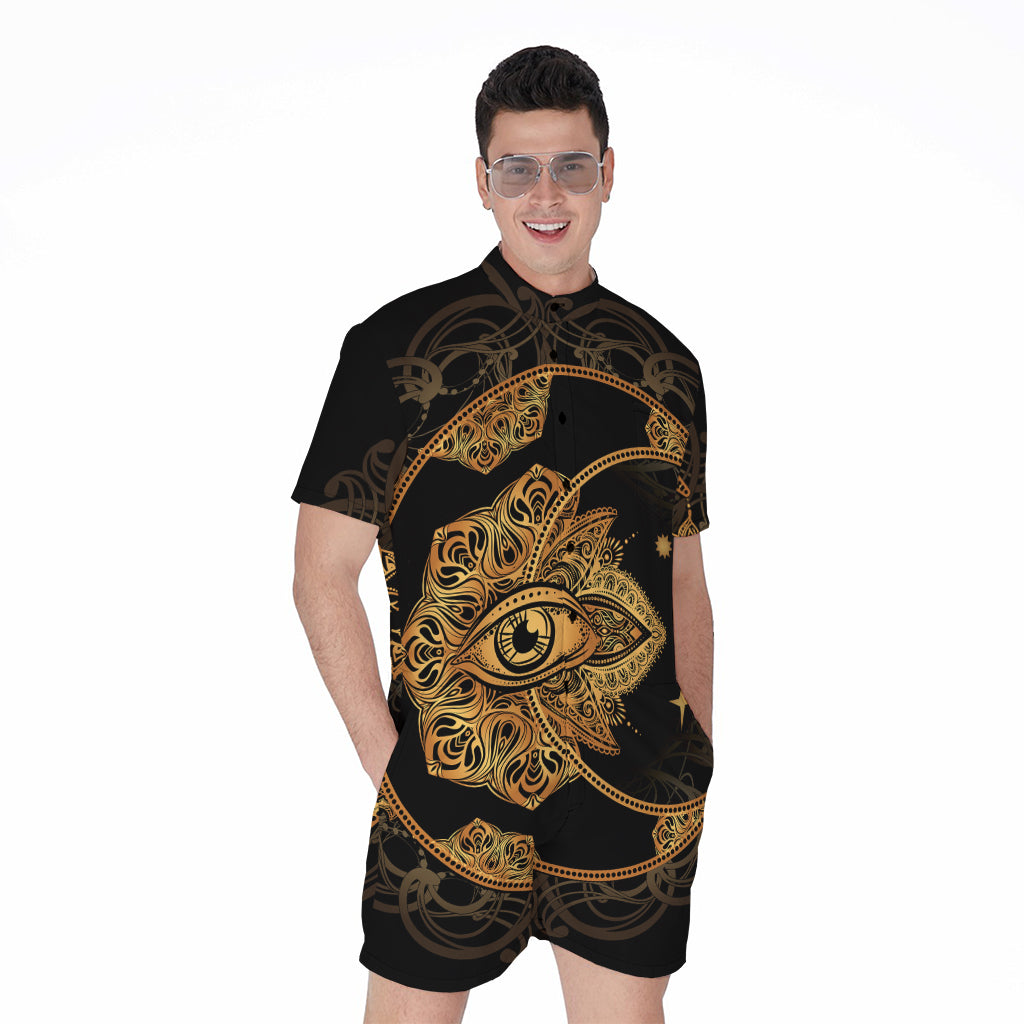 Bohemian Sun And Moon Print Men's Rompers