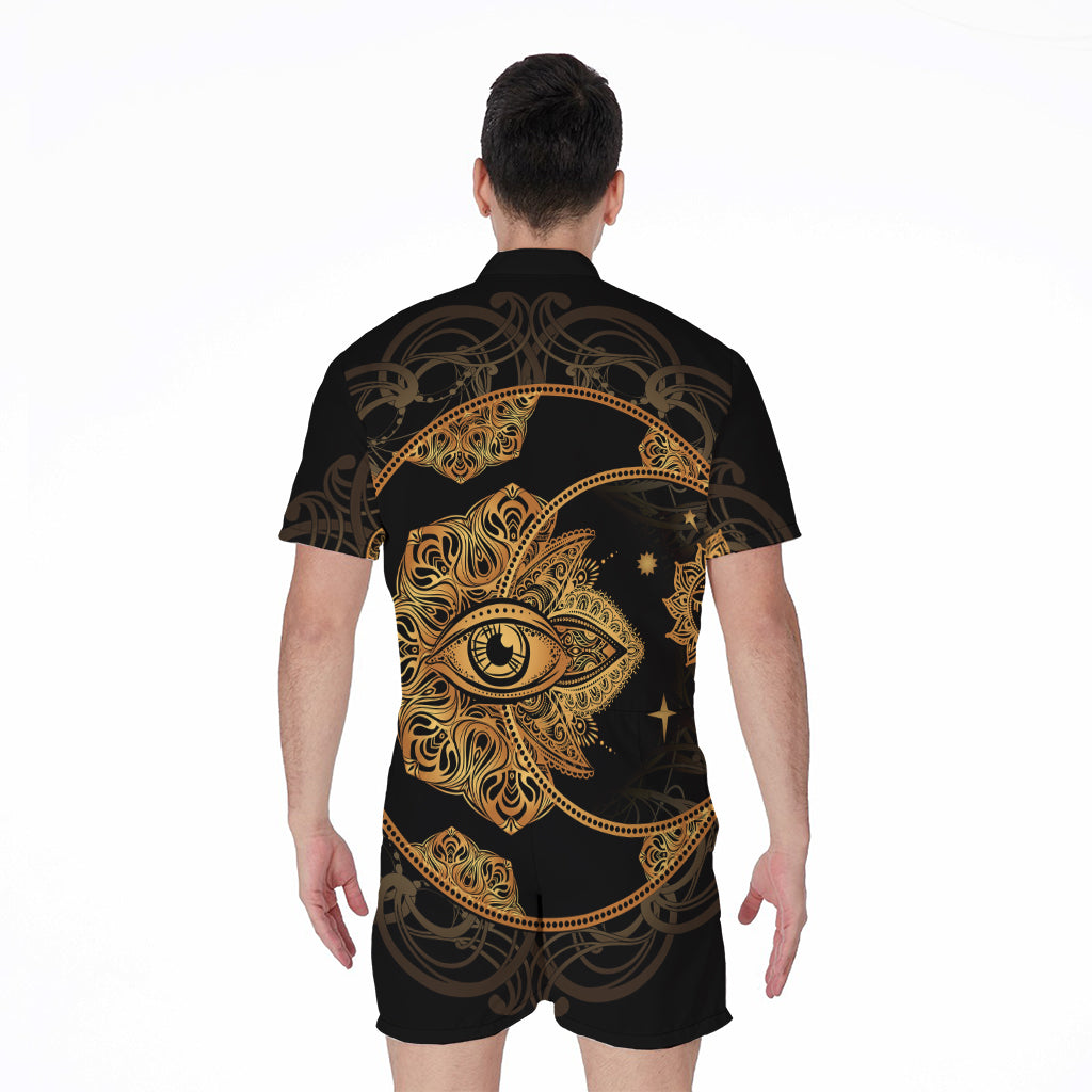 Bohemian Sun And Moon Print Men's Rompers