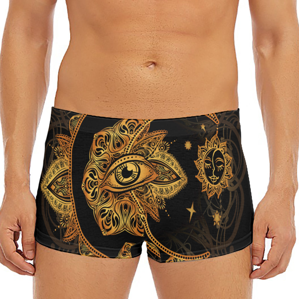 Bohemian Sun And Moon Print Men's Short Boxer Briefs