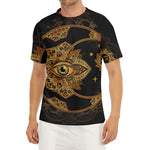 Bohemian Sun And Moon Print Men's Short Sleeve Rash Guard