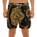 Bohemian Sun And Moon Print Men's Split Running Shorts