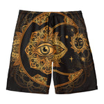 Bohemian Sun And Moon Print Men's Swim Trunks