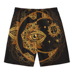 Bohemian Sun And Moon Print Men's Swim Trunks