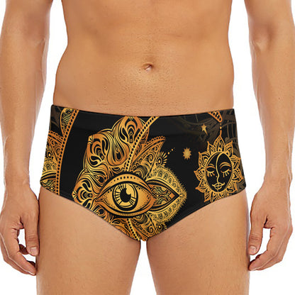 Bohemian Sun And Moon Print Men's Triangle Swim Briefs