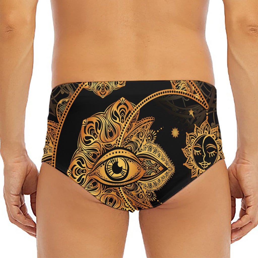 Bohemian Sun And Moon Print Men's Triangle Swim Briefs