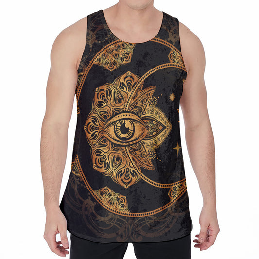 Bohemian Sun And Moon Print Men's Velvet Tank Top