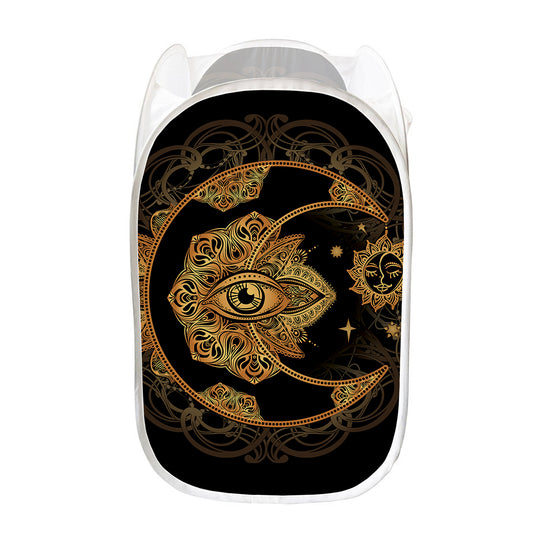 Bohemian Sun And Moon Print Mesh Laundry Hamper