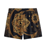 Bohemian Sun And Moon Print Mesh Shorts