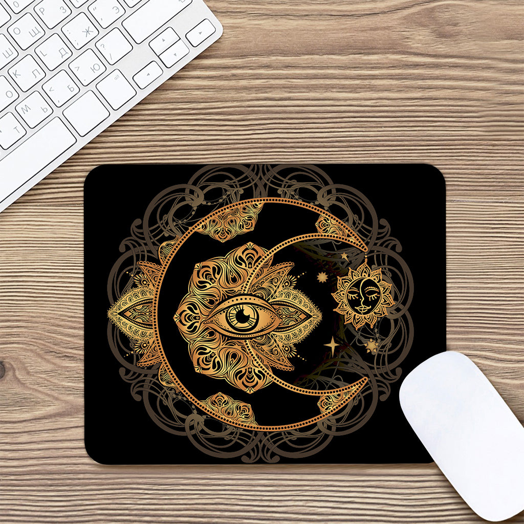 Bohemian Sun And Moon Print Mouse Pad