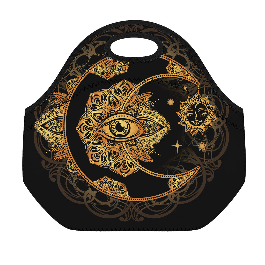 Bohemian Sun And Moon Print Neoprene Lunch Bag
