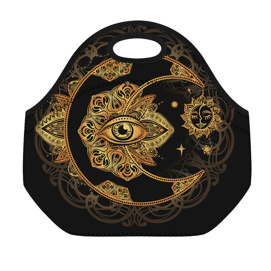 Bohemian Sun And Moon Print Neoprene Lunch Bag