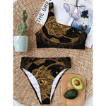 Bohemian Sun And Moon Print One Shoulder Bikini Top