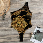 Bohemian Sun And Moon Print One Shoulder Bodysuit