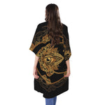 Bohemian Sun And Moon Print Open Front Beach Cover Up