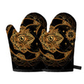 Bohemian Sun And Moon Print Oven Mitts