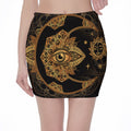 Bohemian Sun And Moon Print Pencil Mini Skirt