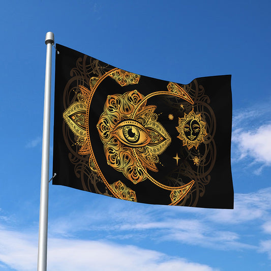 Bohemian Sun And Moon Print Polyester Flag