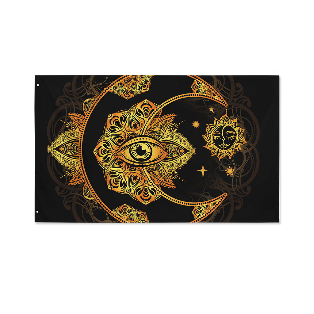 Bohemian Sun And Moon Print Polyester Flag