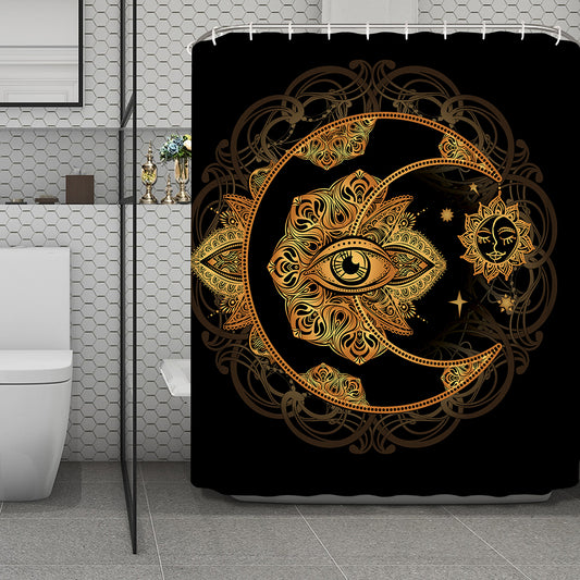 Bohemian Sun And Moon Print Polyester Shower Curtain
