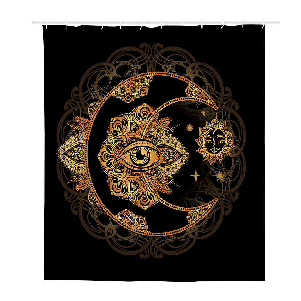 Bohemian Sun And Moon Print Polyester Shower Curtain