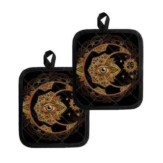 Bohemian Sun And Moon Print Pot Holders