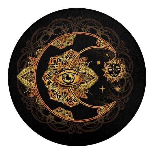 Bohemian Sun And Moon Print Round Blanket