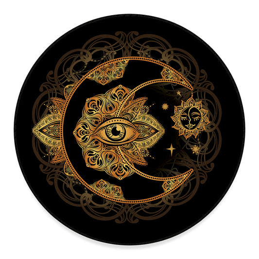 Bohemian Sun And Moon Print Round Floor Mat