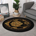 Bohemian Sun And Moon Print Round Rug