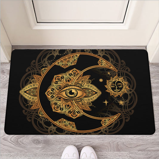 Bohemian Sun And Moon Print Rubber Doormat