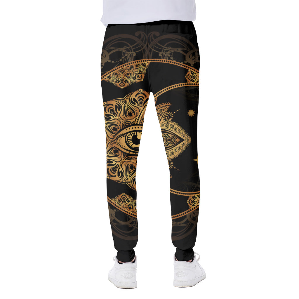 Bohemian Sun And Moon Print Scuba Joggers