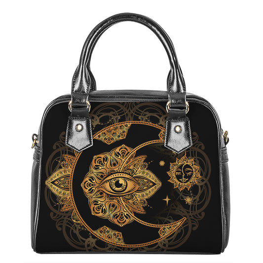 Bohemian Sun And Moon Print Shoulder Handbag