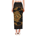 Bohemian Sun And Moon Print Side Slit Maxi Skirt