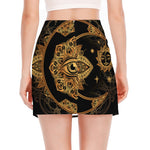 Bohemian Sun And Moon Print Side Slit Mini Skirt