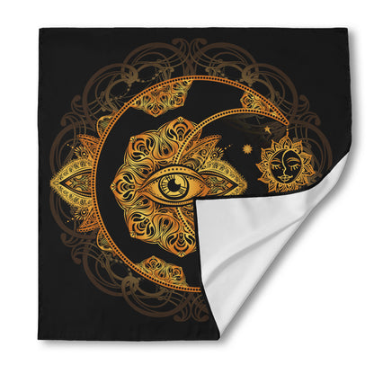 Bohemian Sun And Moon Print Silk Bandana