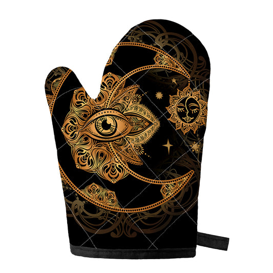Bohemian Sun And Moon Print Single Oven Mitt