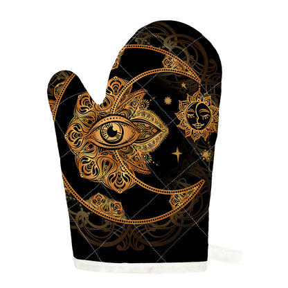 Bohemian Sun And Moon Print Single Oven Mitt