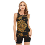 Bohemian Sun And Moon Print Sleeveless One Piece Swimsuit