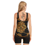 Bohemian Sun And Moon Print Sleeveless One Piece Swimsuit