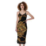 Bohemian Sun And Moon Print Slim Fit Midi Cami Dress