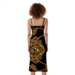 Bohemian Sun And Moon Print Slim Fit Midi Cami Dress
