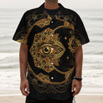 Bohemian Sun And Moon Print Textured Short Sleeve Shirt