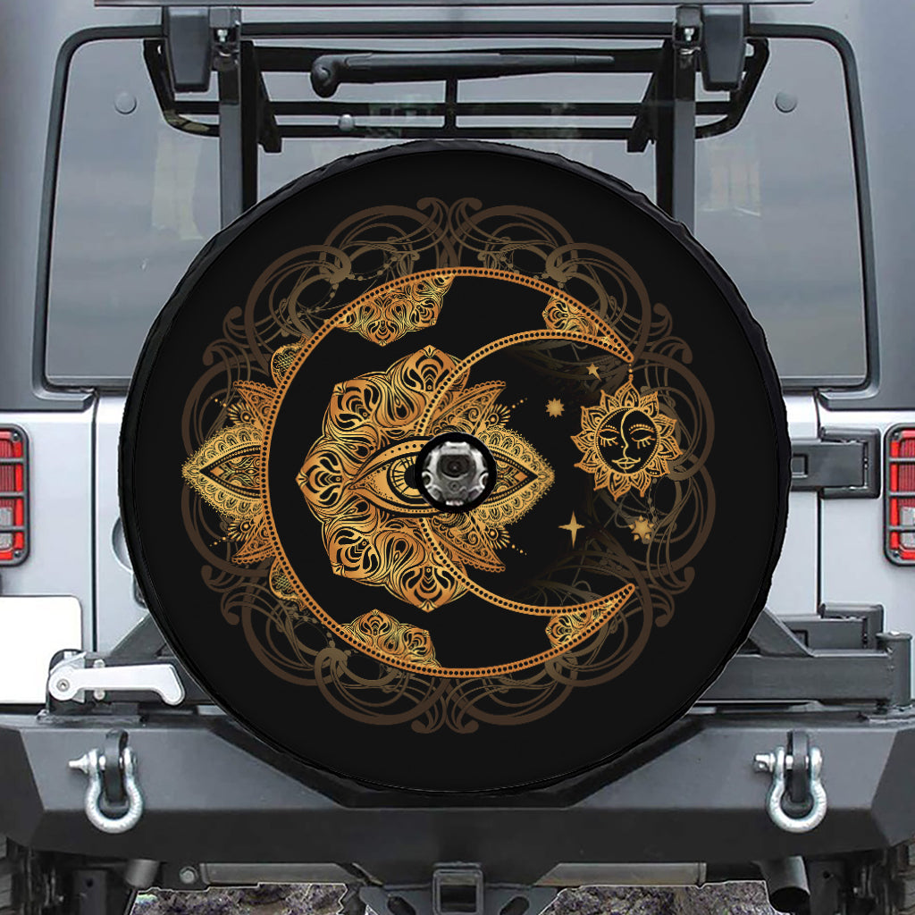 Bohemian Sun And Moon Print Tire Cover With Camera Hole
