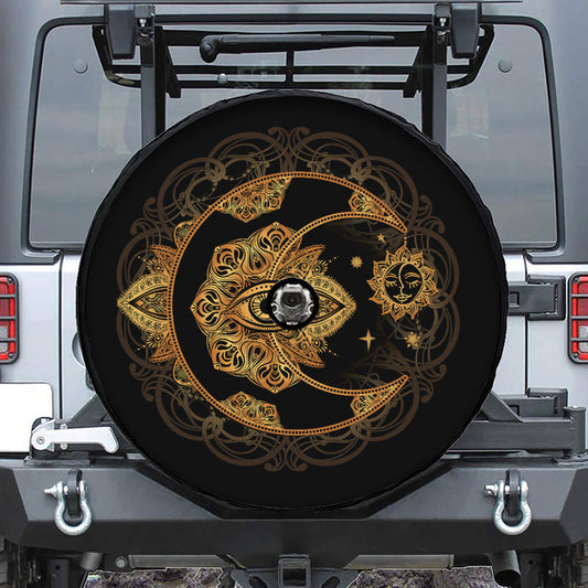 Bohemian Sun And Moon Print Tire Cover With Camera Hole
