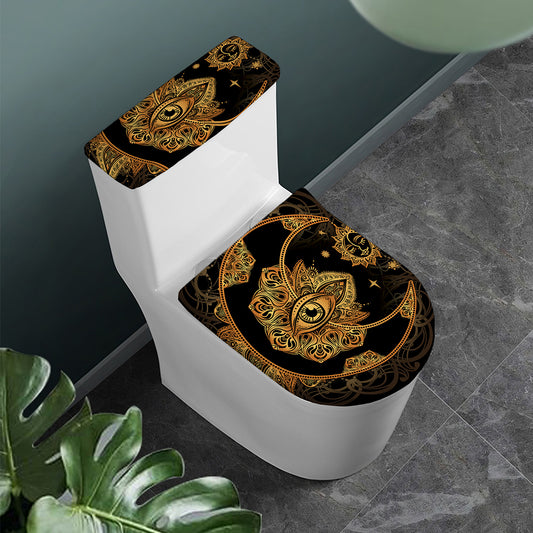 Bohemian Sun And Moon Print Toilet Lid And Tank Cover Set