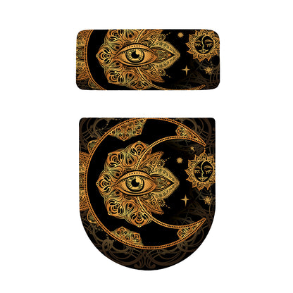 Bohemian Sun And Moon Print Toilet Lid And Tank Cover Set