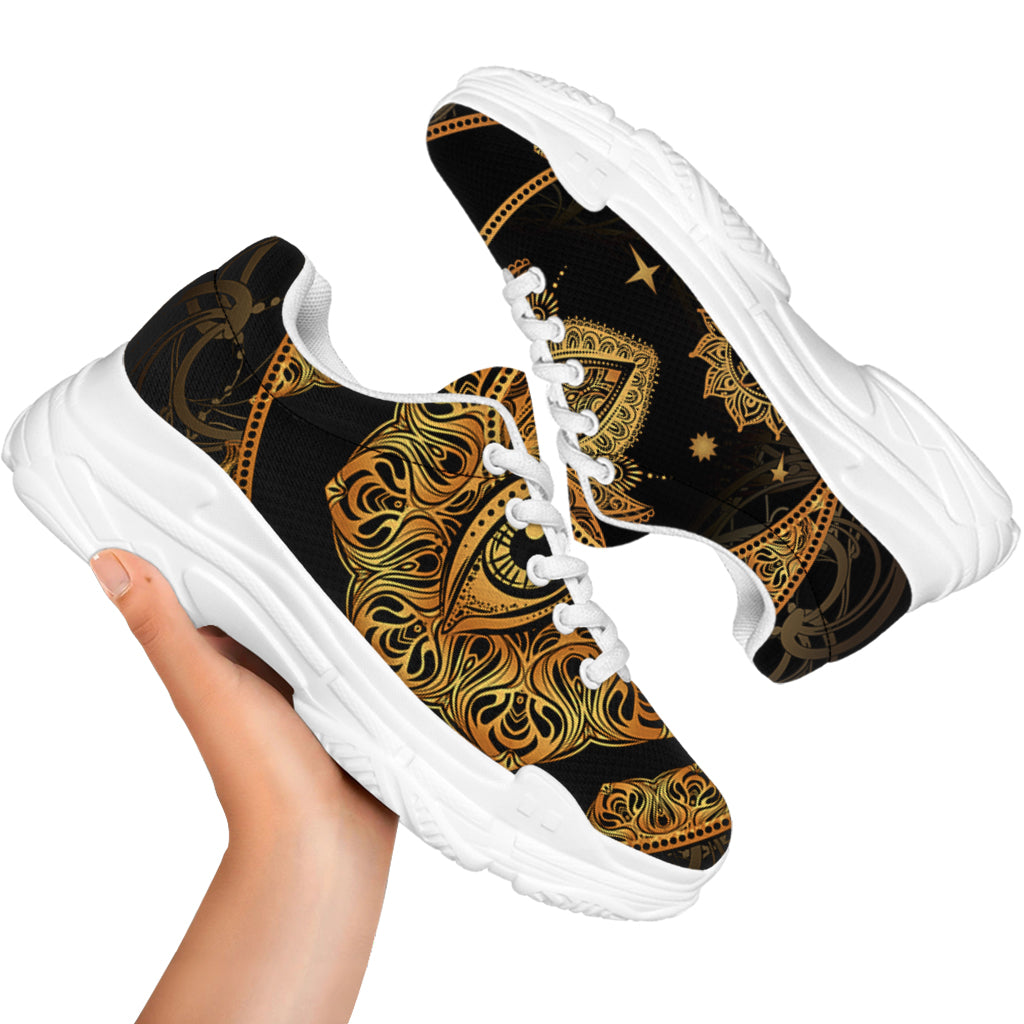 Bohemian Sun And Moon Print White Chunky Shoes